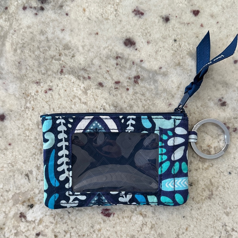 Very Bradley Blue and Teal Patterned Keychain Wallet